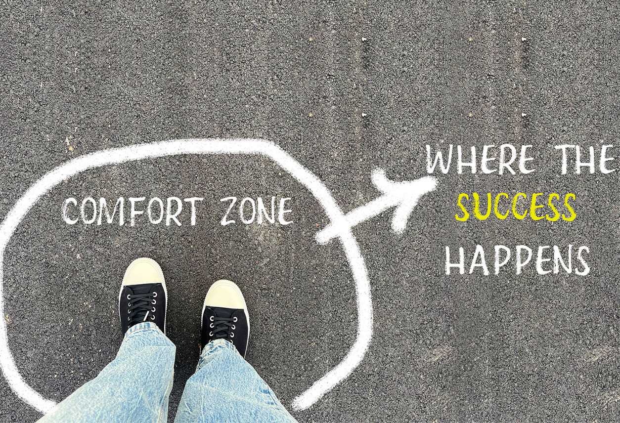 Image of someone standing inside their comfort zone