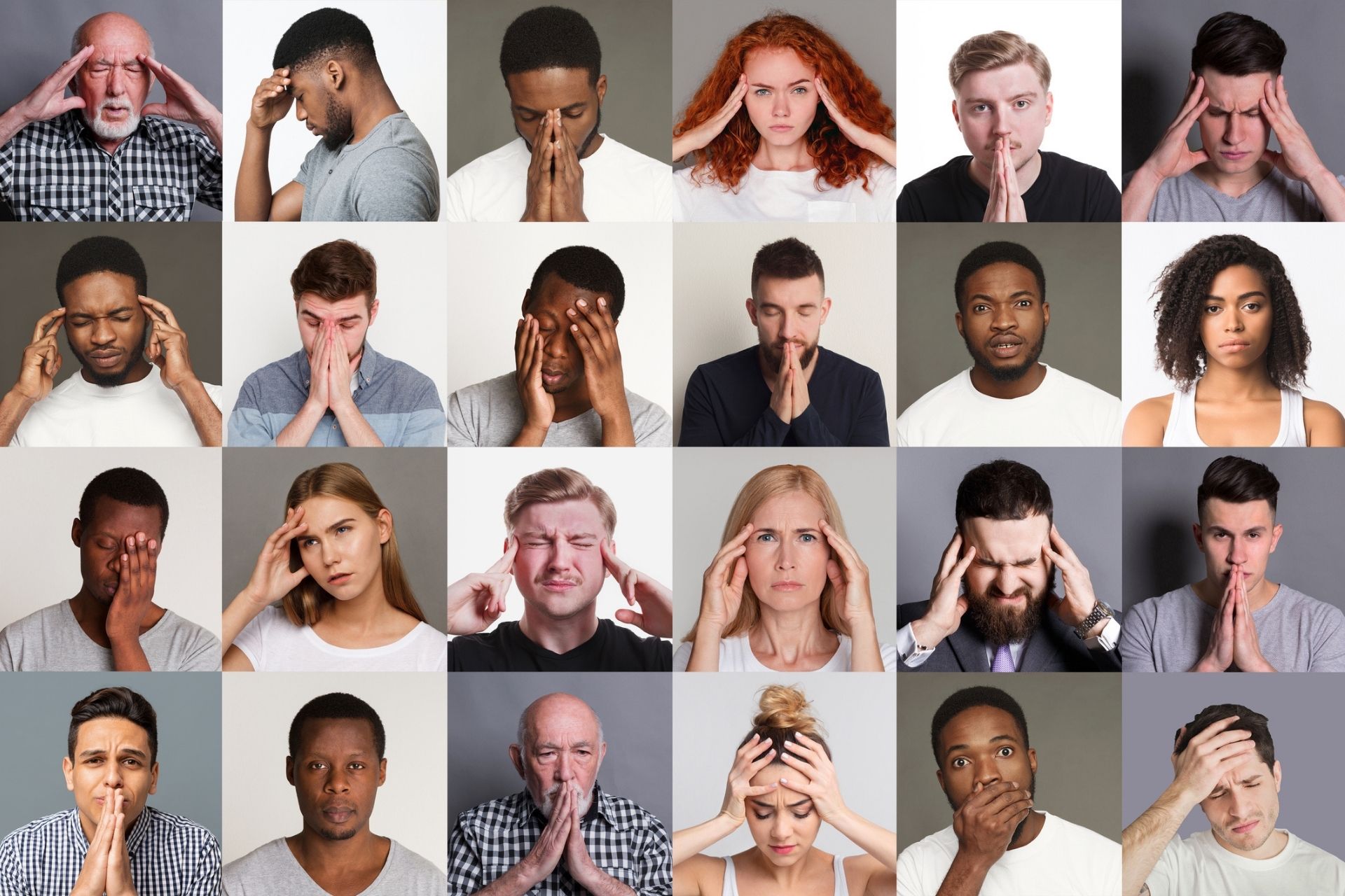 Group of people displaying burnout