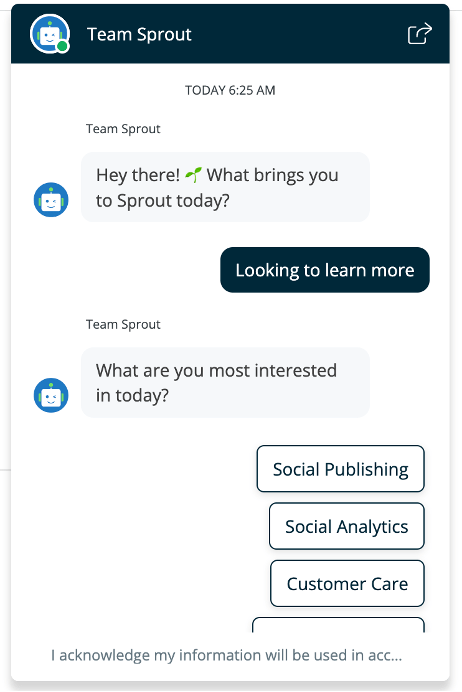 chatbot screenshot